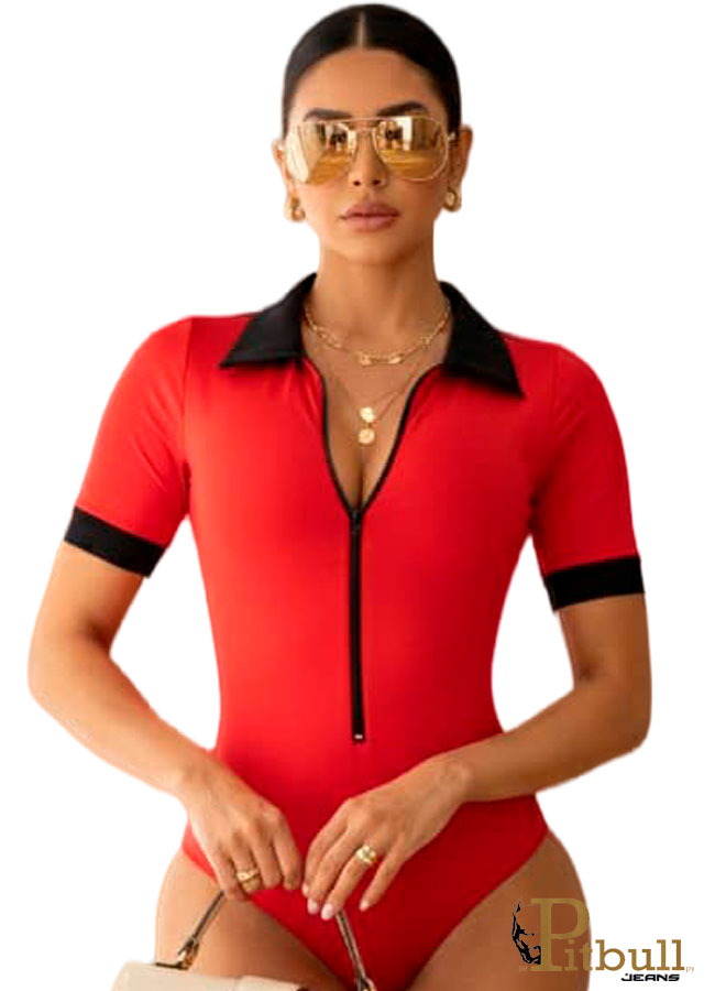 Body deportivo con cremallera y cuello contrastado - Imagen 4