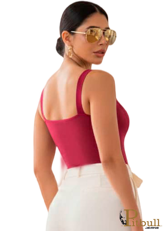 Body color vino elegante con tirantes y detalle de cinturilla - Imagen 3