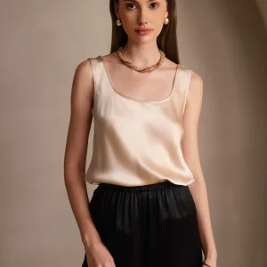 Camiseta de seda pura con tirantes anchos