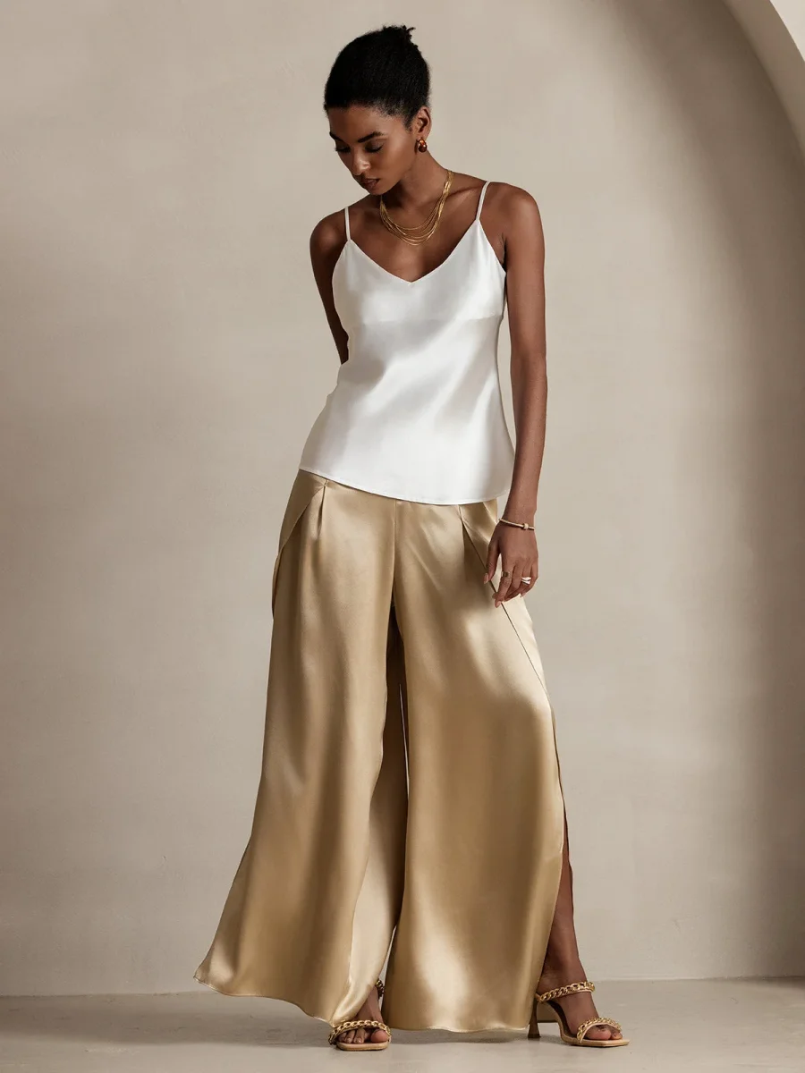 19Momme Pantalones de Seda a Fisura Alta - Imagen 6