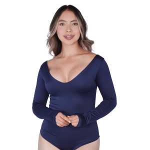 Body Blusa Manga Larga con Doble Lycra Interna Escote V 1099B