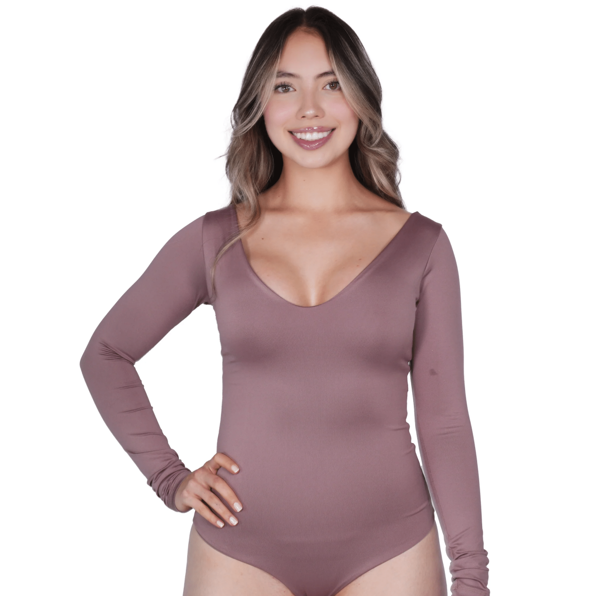 Body Blusa Manga Larga con Doble Lycra Interna Escote V 1099B - Imagen 5