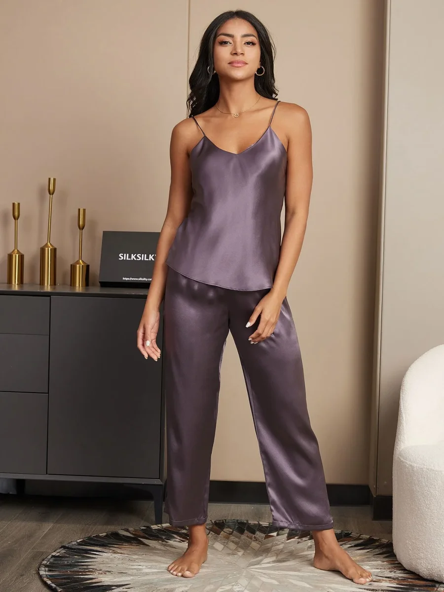 Conjunto de pijama de camisola y pantalón de seda - Imagen 6