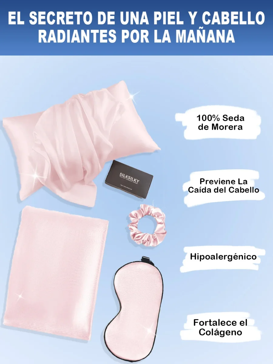 19Momme Juego de 3 piezas Juego de sueño de belleza agradable a la piel de seda (Sobre) - Imagen 8