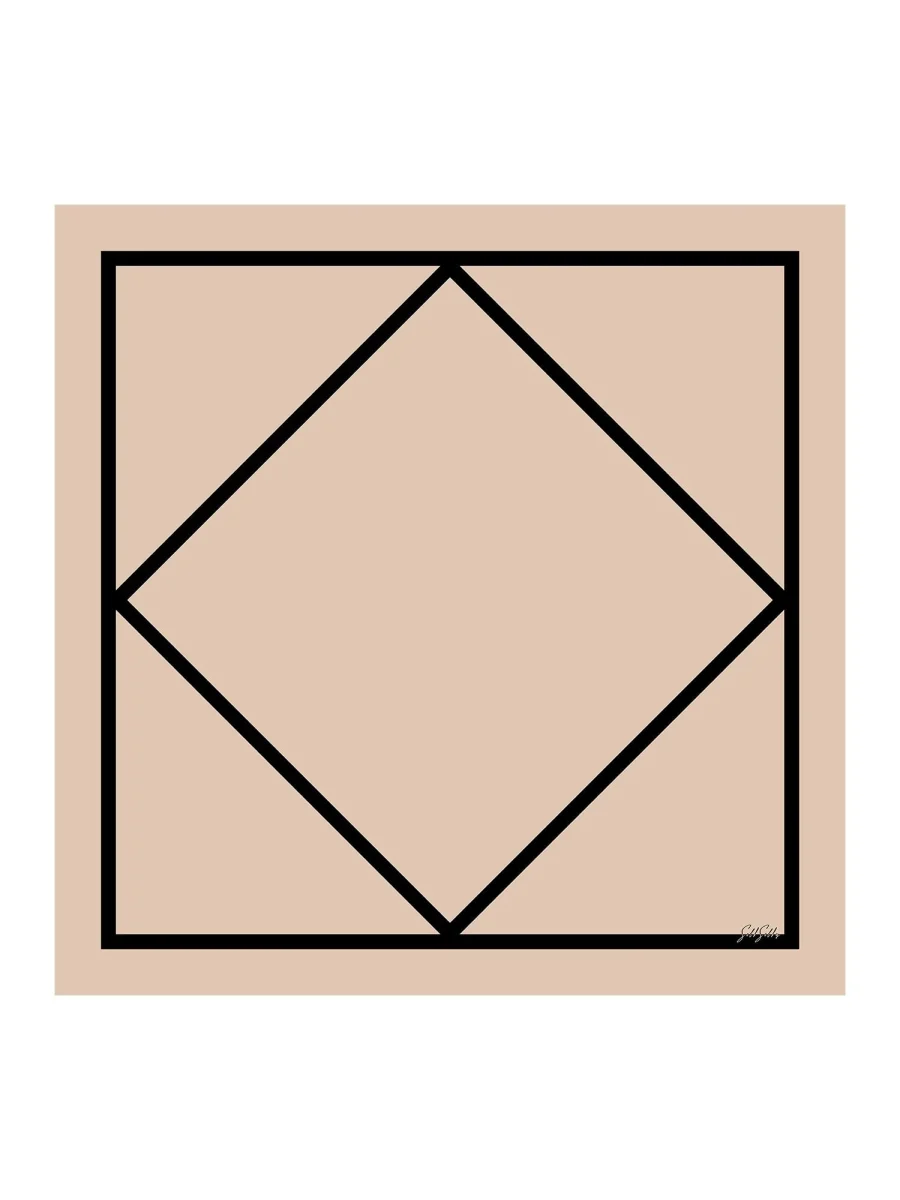 Pañuelo De Seda De Morera 100 Por Ciento Con Estampado Geométrico De Bloques Tamaño 90 x 90 cm