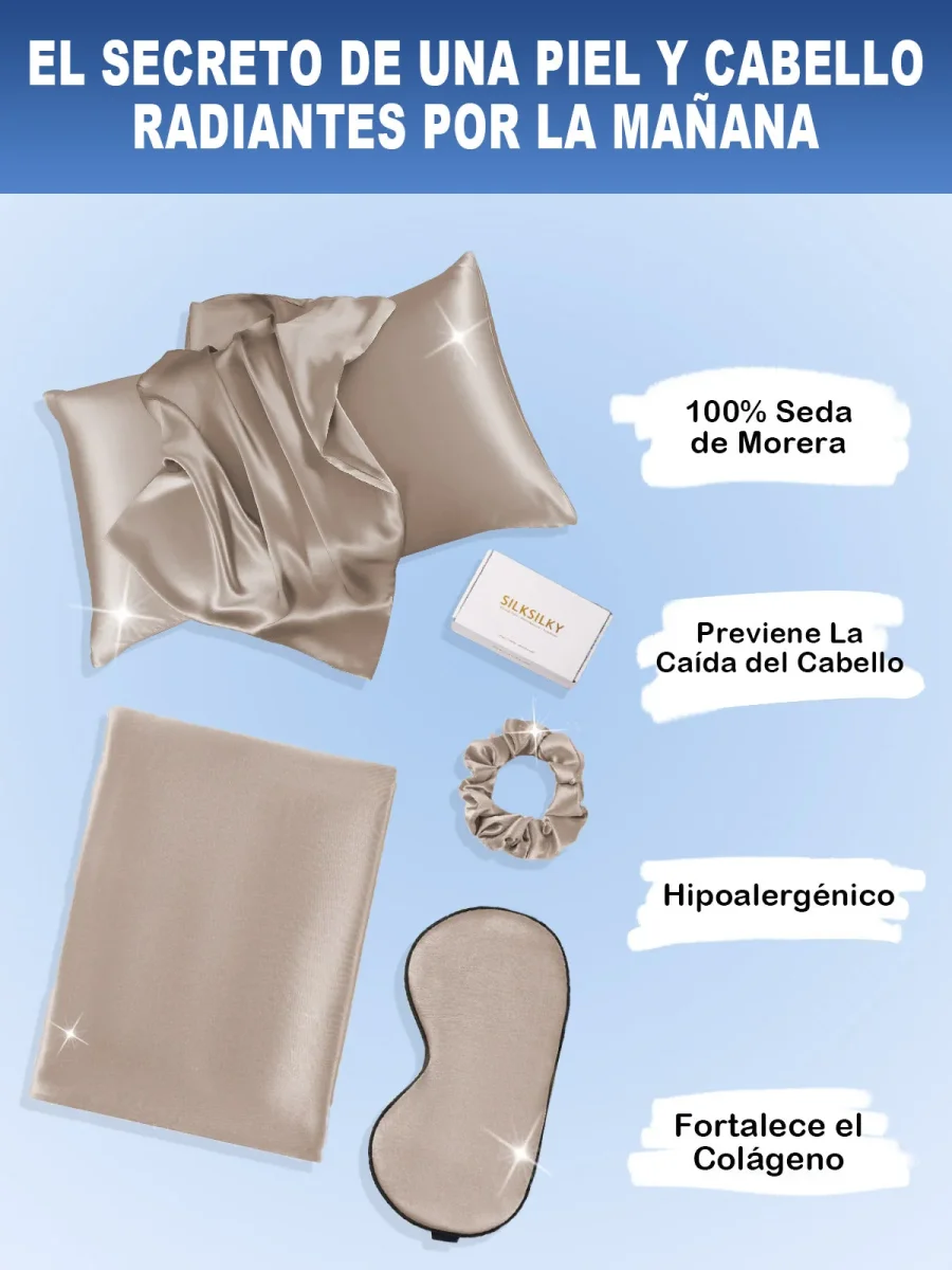 19Momme Juego de 3 piezas Juego de sueño de belleza agradable a la piel de seda (Sobre) - Imagen 3
