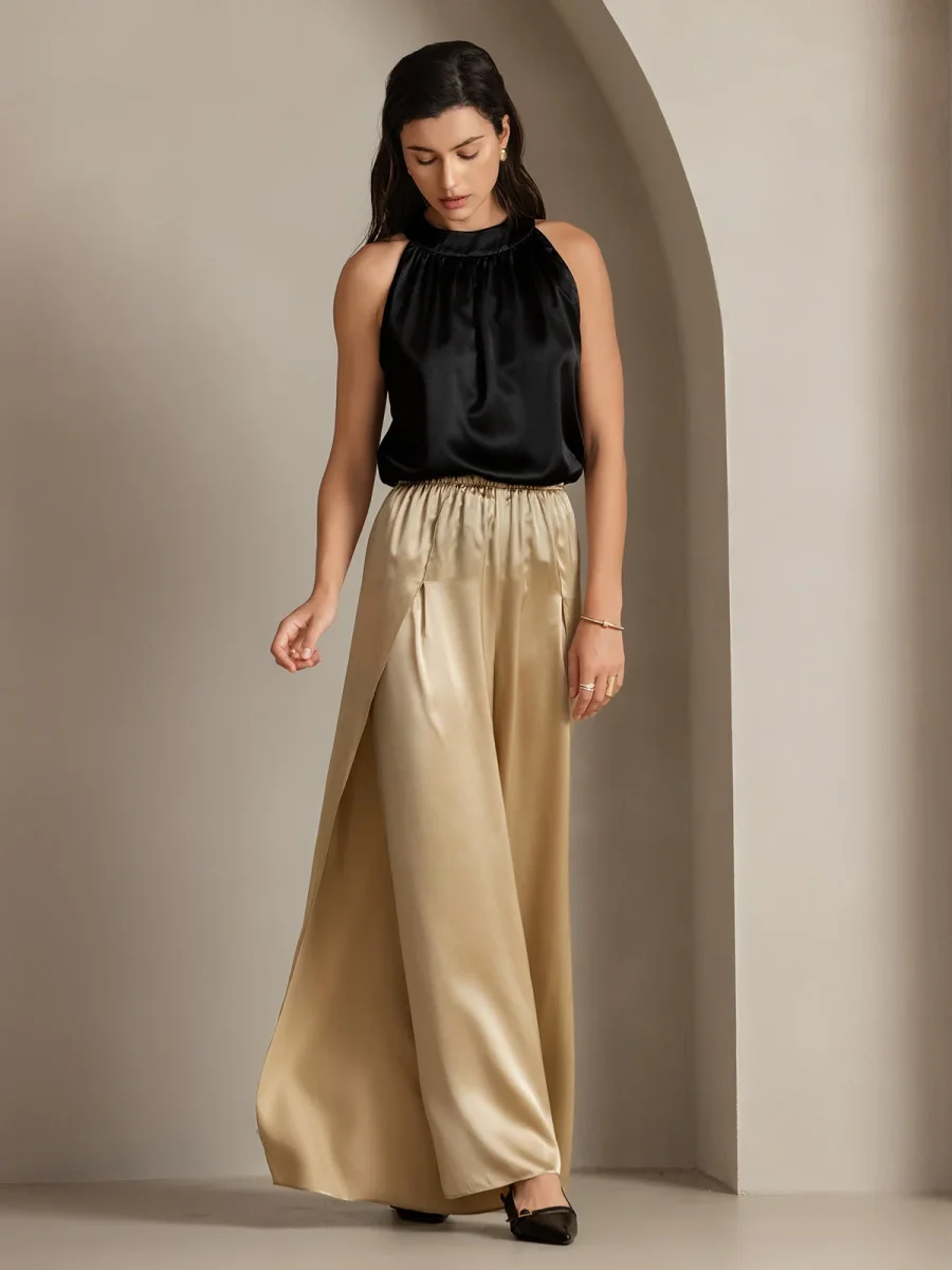 19Momme Pantalones de Seda a Fisura Alta - Imagen 9