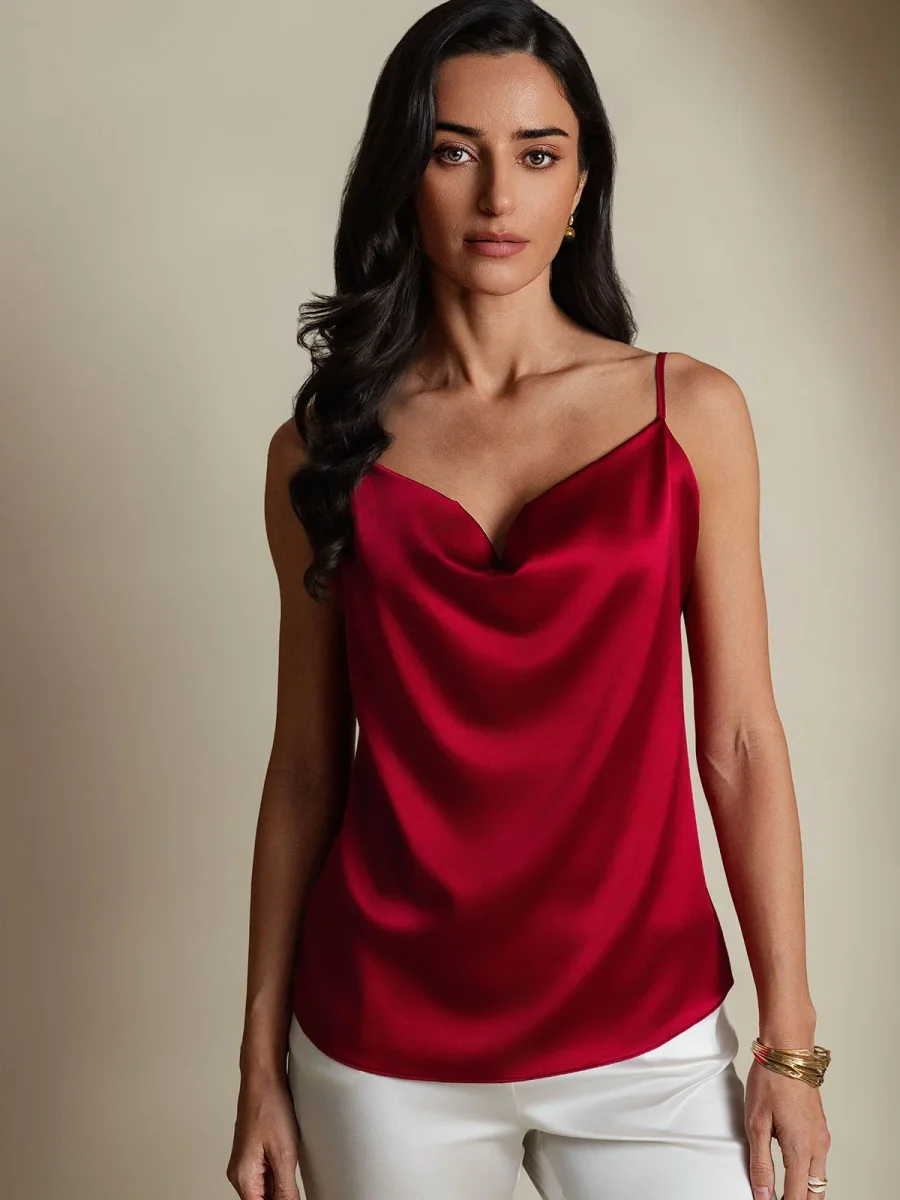 19Momme Seda Tirantes Finos Escote Holgado Camisole Top - Imagen 2