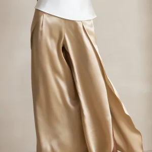 19Momme Pantalones de Seda a Fisura Alta