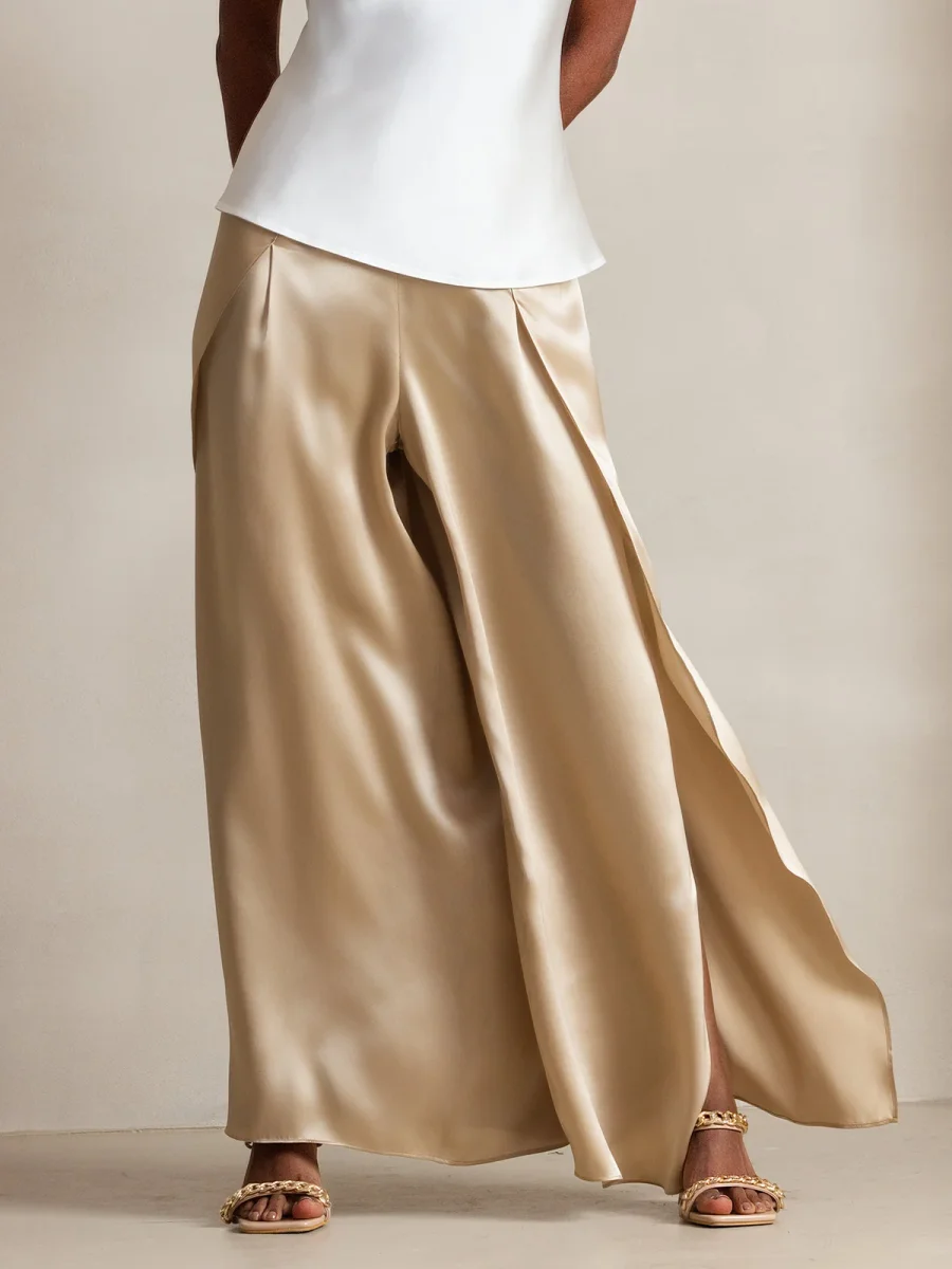 19Momme Pantalones de Seda a Fisura Alta - Imagen 2