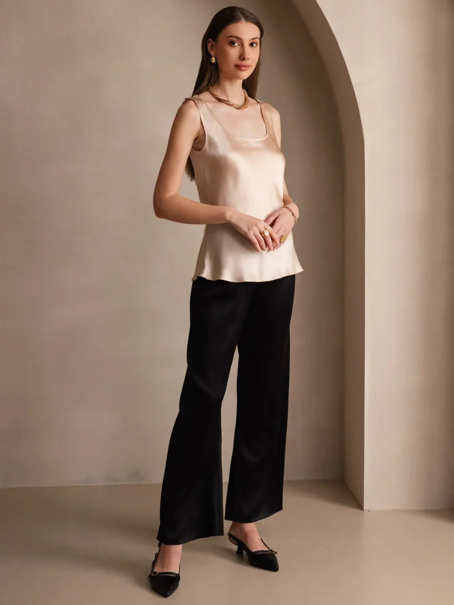 Camiseta de seda pura con tirantes anchos - Imagen 7