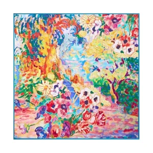 Pure Silk Pintura al Óleo Pañuelo Cuadrado - Tamaño 53x53cm