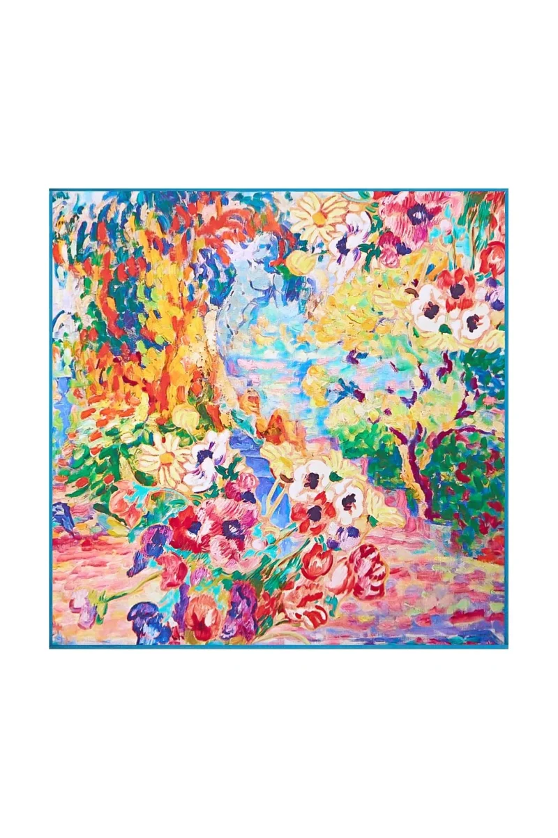 Pure Silk Pintura al Óleo Pañuelo Cuadrado - Tamaño 53x53cm