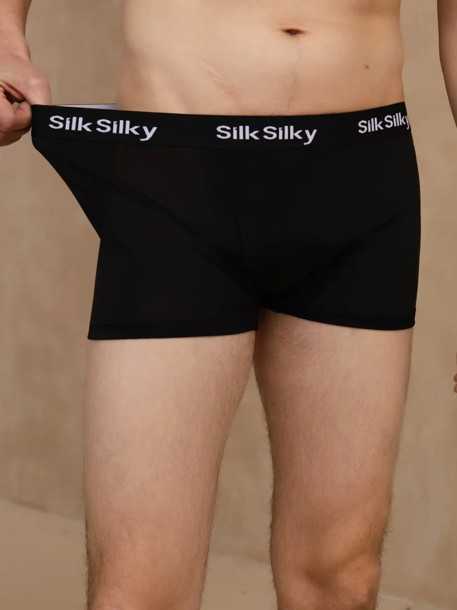 Pura Seda Hombre Comodidad Transpirable Boxer Brief Ropa Interior - Imagen 8