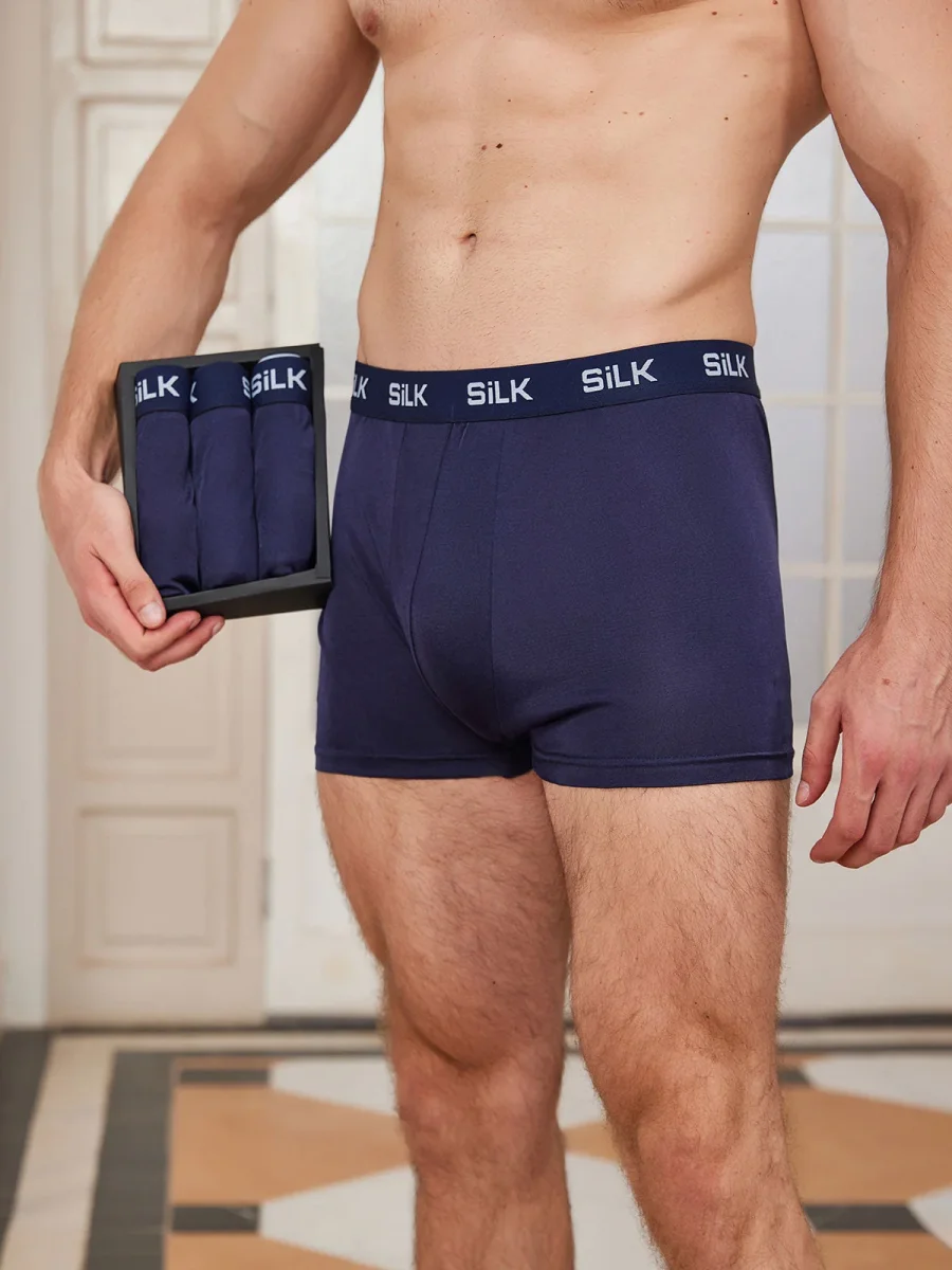 3 Piezas De Ropa Interior Tipo Bóxer De Seda Pura Ultrasuave Y Cómoda Para Hombre - Imagen 4