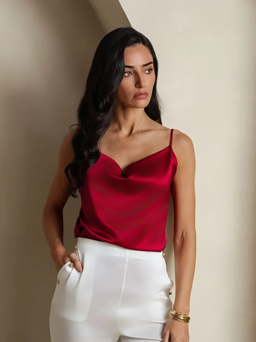 19Momme Seda Tirantes Finos Escote Holgado Camisole Top - Imagen 4