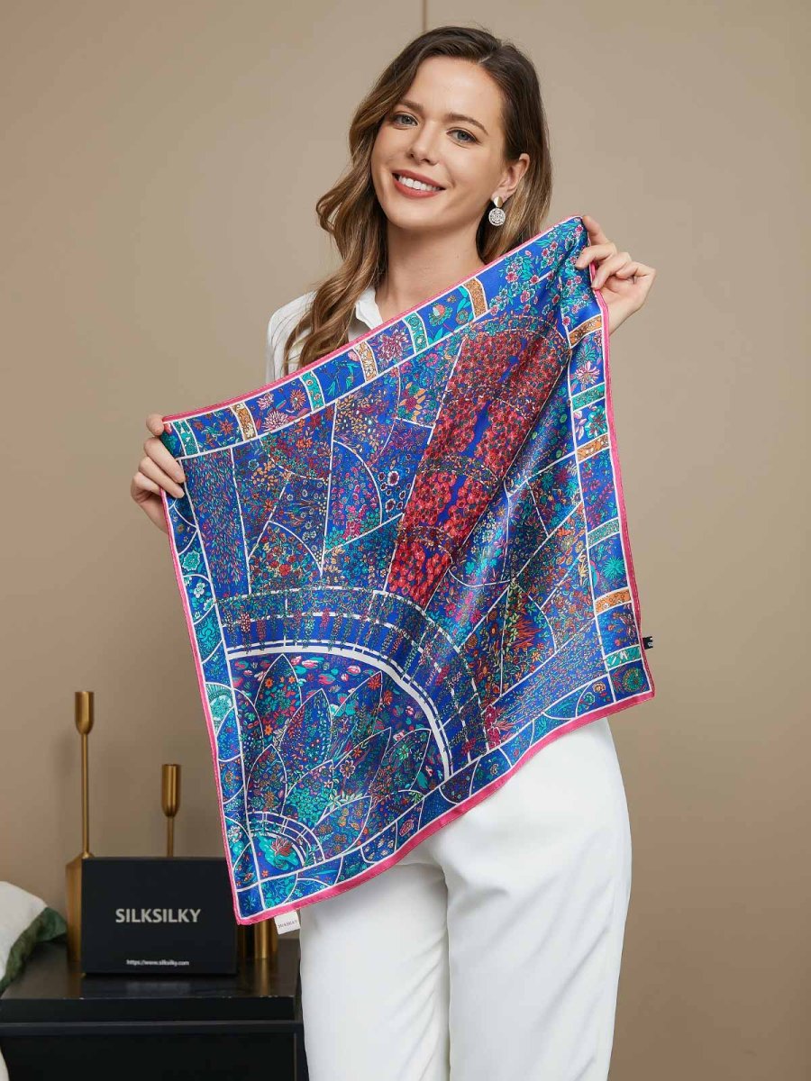 Pañuelo Estampado Floral 100% Seda Morera 53x53cm - Imagen 2