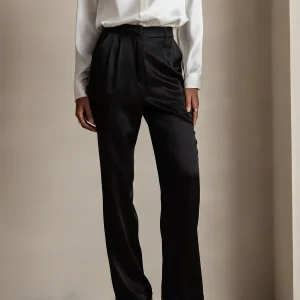 19Momme Pantalones de traje de seda clásicos atemporales rectos