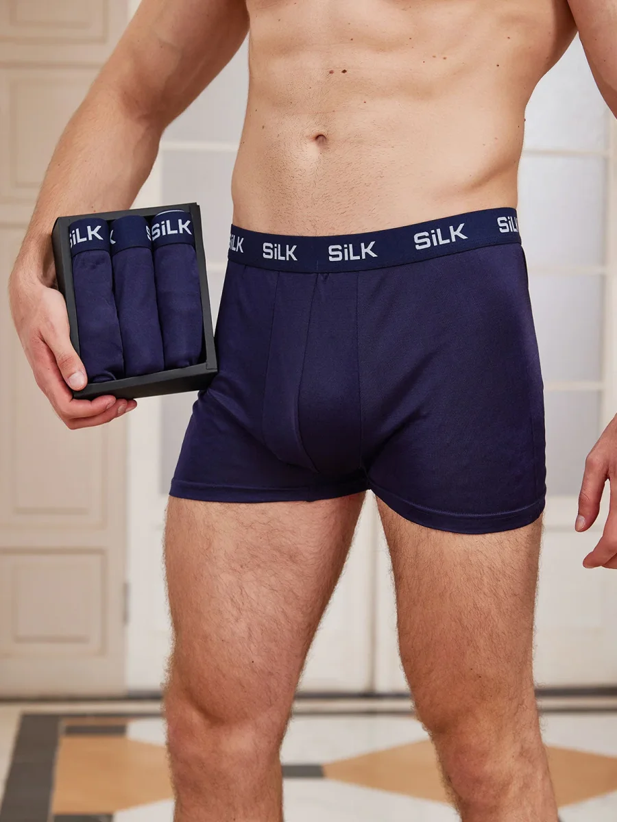 3 Piezas De Ropa Interior Tipo Bóxer De Seda Pura Ultrasuave Y Cómoda Para Hombre - Imagen 3