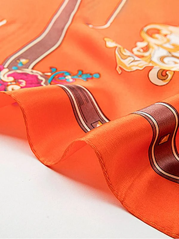 Pañuelo de Seda Cuadrado Naranja Armonía 110 - Imagen 4