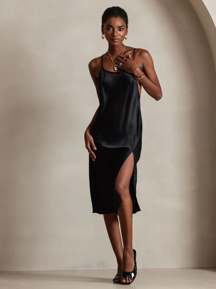 Vestido Largo de Seda Pura Sexy con Espalda Cruzada - Imagen 3