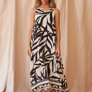 Vestido largo lino estampado