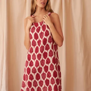 Vestido corto lino estampado
