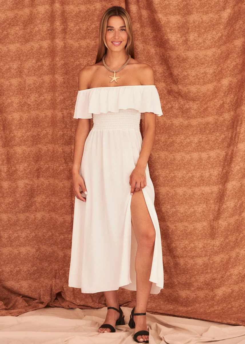 Vestido fruncido volante