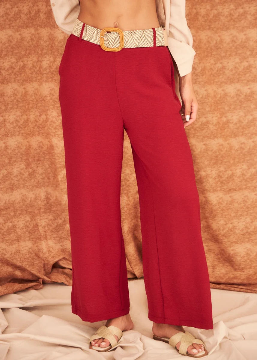 Pantalón fluido cinturón - Imagen 3