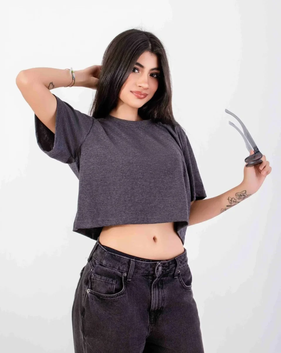 Crop Basic Gris Jaspe - Imagen 3