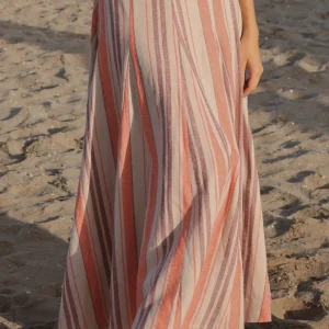 Falda Ola Rayas Coral y Lila