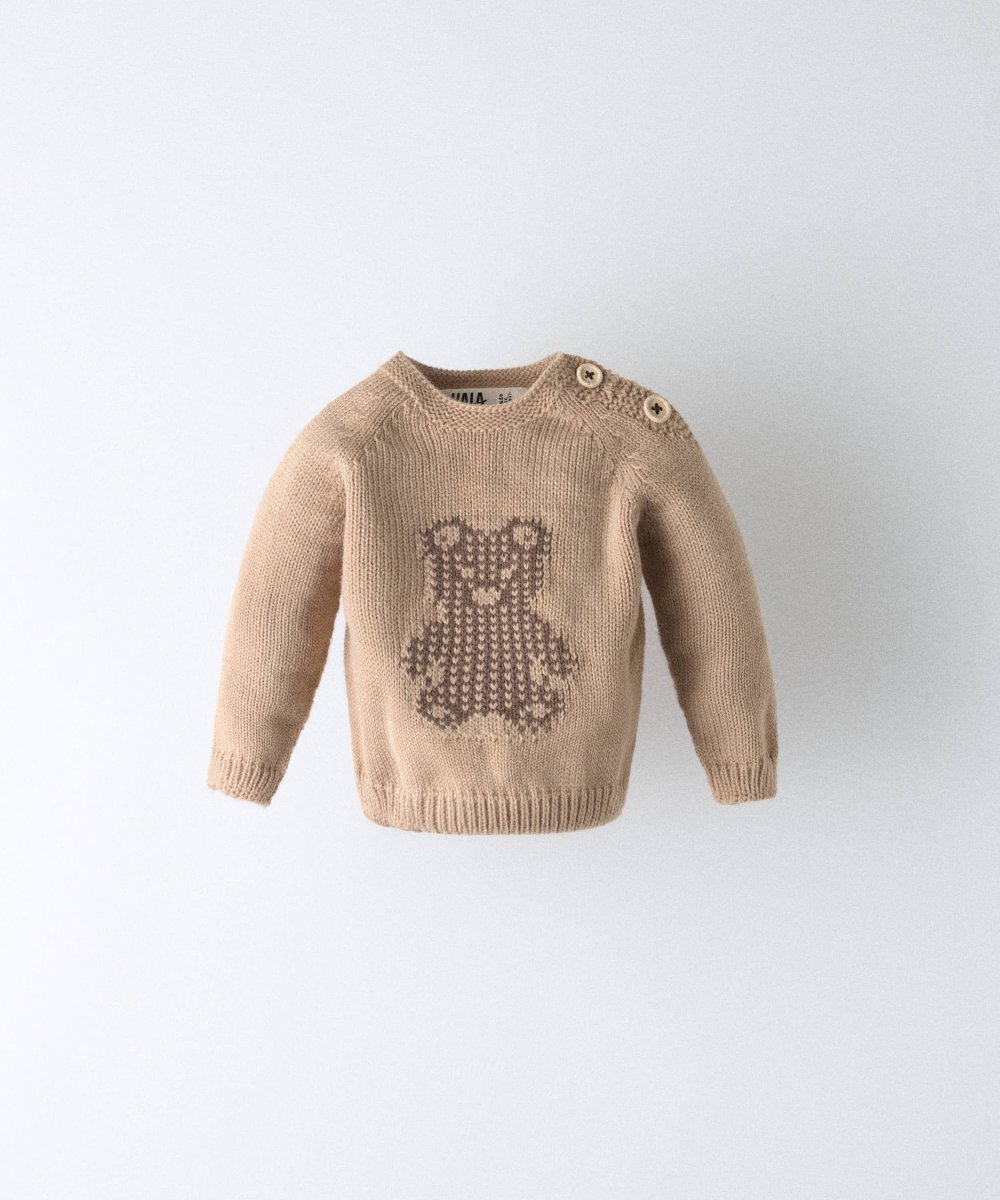 Conjunto de punto de bebé Strutt en beige de jersey y short con osito - Imagen 3