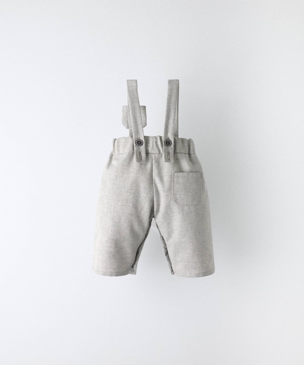 Pantalón de bebé Miller con tirantes en gris con osito bordado - Imagen 3