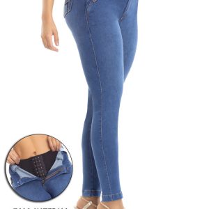 Jeans skinny azul con faja interna y realce push-up