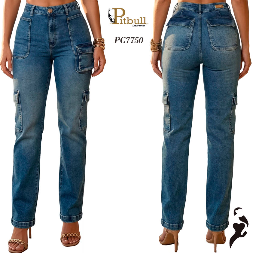 Jean Cargo Push Up Azul Medio Pitbull - Imagen 4