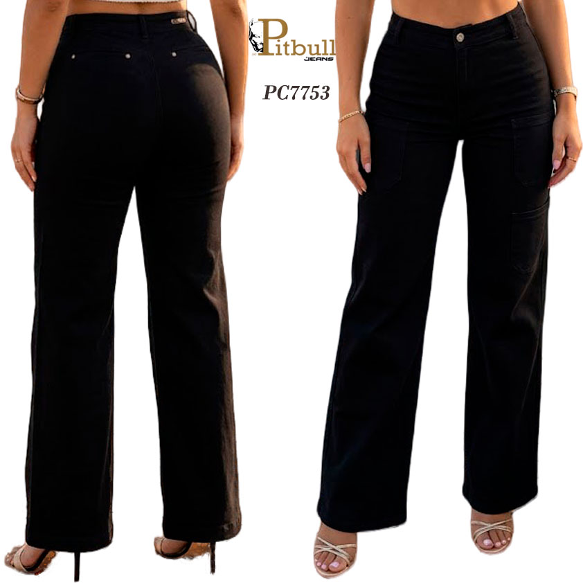 Jean Cargo Push Up Negro Wide Leg Pitbull - Imagen 4