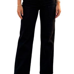 Jean Cargo Push Up Negro Wide Leg Pitbull