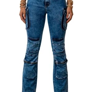 Jeans Cargo Push Up Azul Vintage