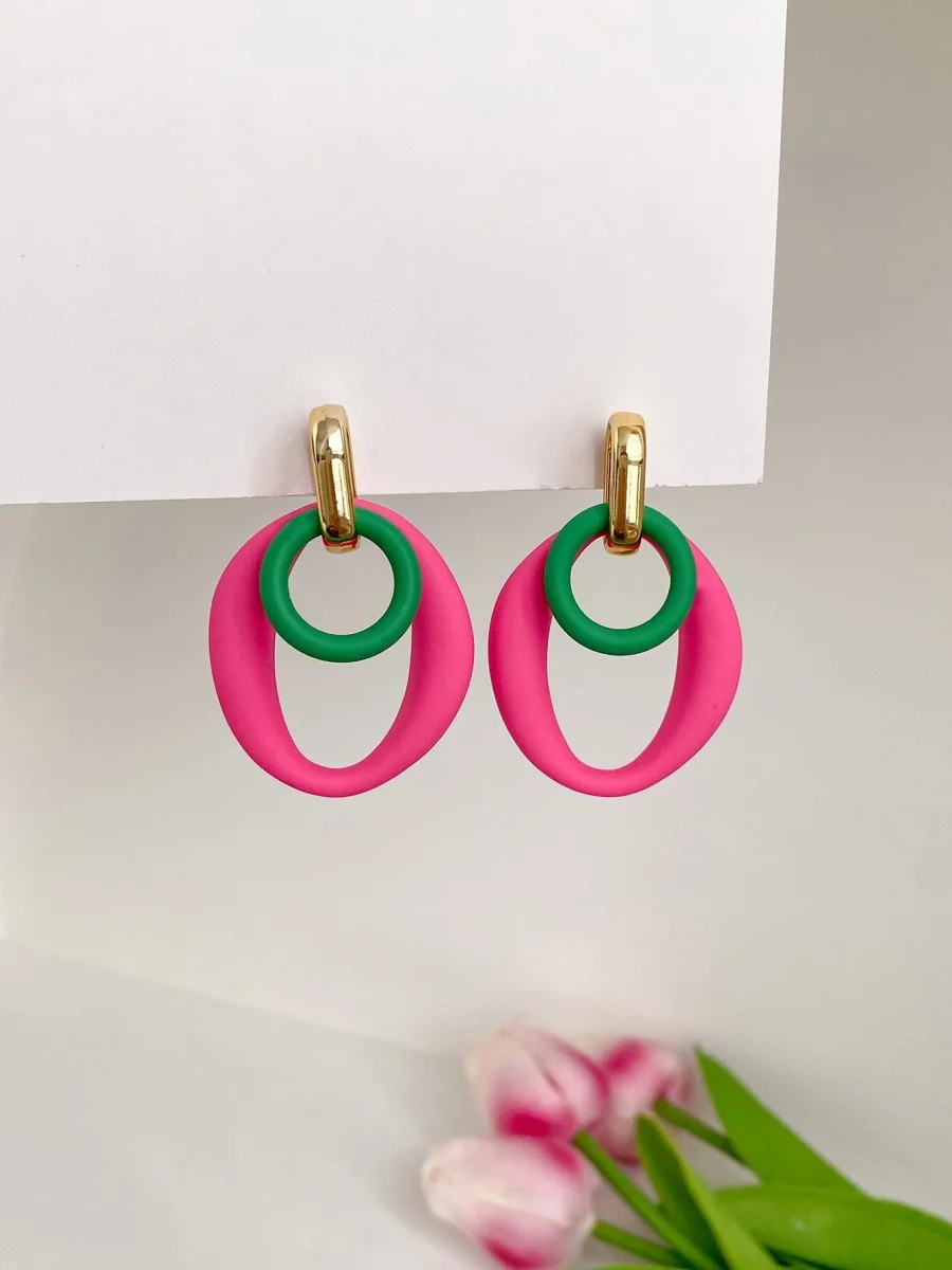 Pendientes geométricos diseño ovalado, Yanet - Imagen 3