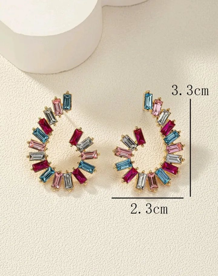Pendientes geométricos con cristales rectangulares, Adela - Imagen 6