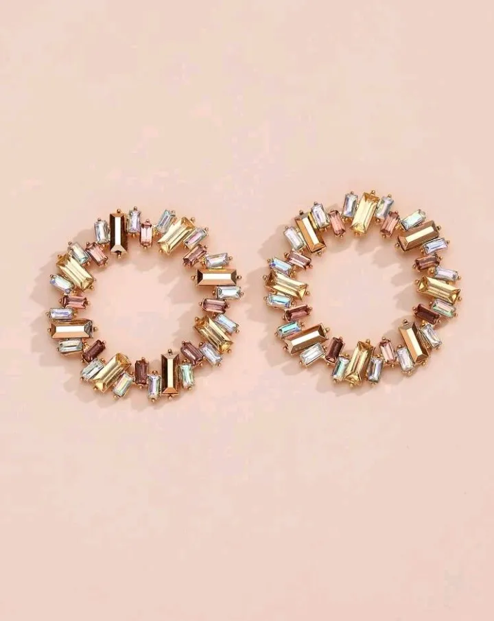 Pendientes geométricos de aro con cristales, Belisa - Imagen 9