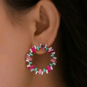 Pendientes geométricos de aro con cristales, Belisa