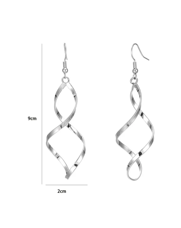 Pendientes largos geométricos en espiral, Chesna - Imagen 9