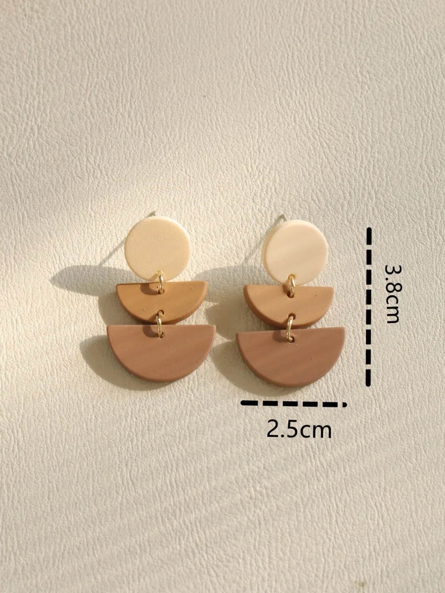 Pendientes geométricos color camel, Troya - Imagen 6