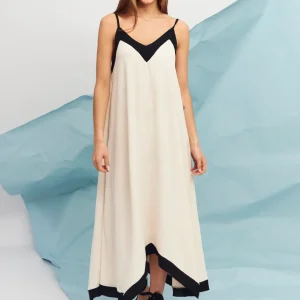Vestido largo contraste