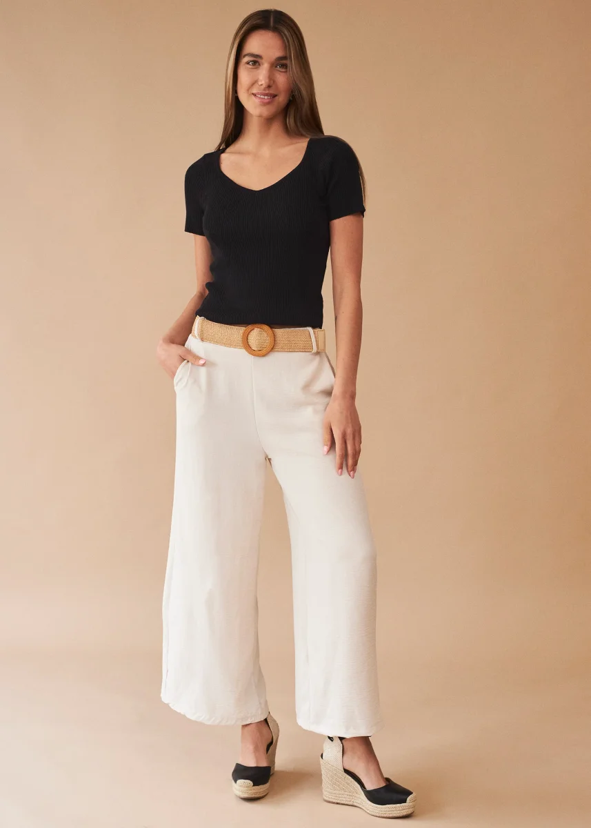 Pantalón fluido cinturón - Imagen 7
