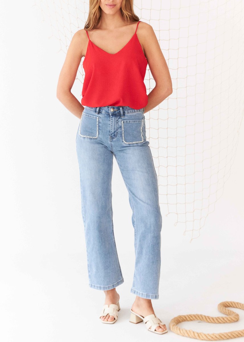 Jeans wide leg perlas - Imagen 6
