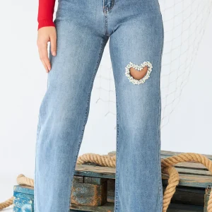 Jeans wide leg corazón
