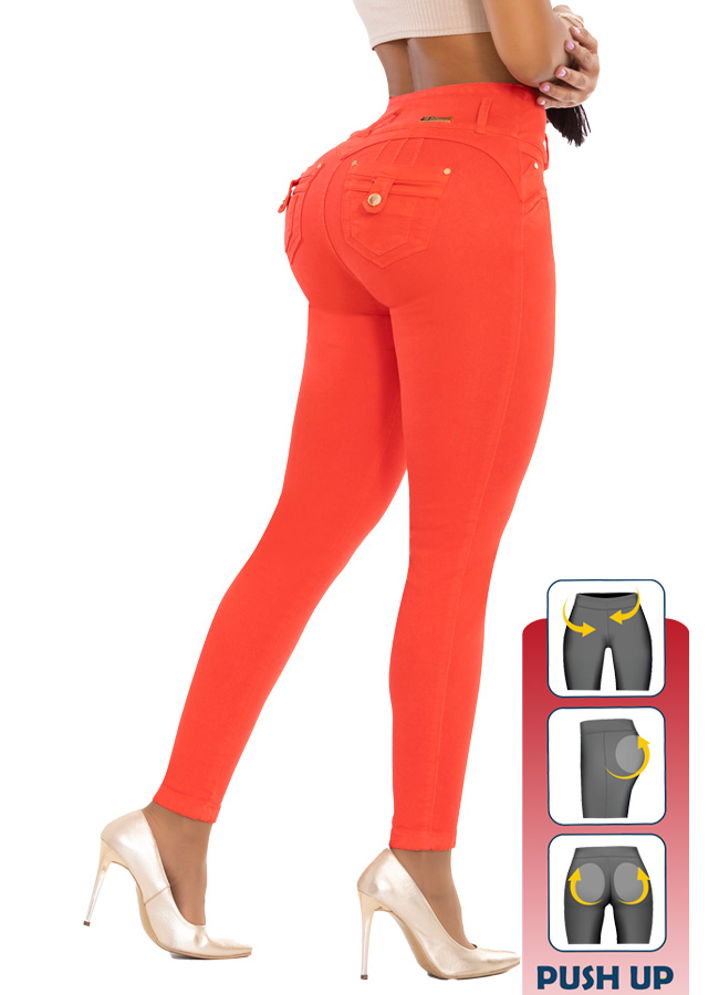 Jeans Rojo Levantacola Con Faja - Imagen 3