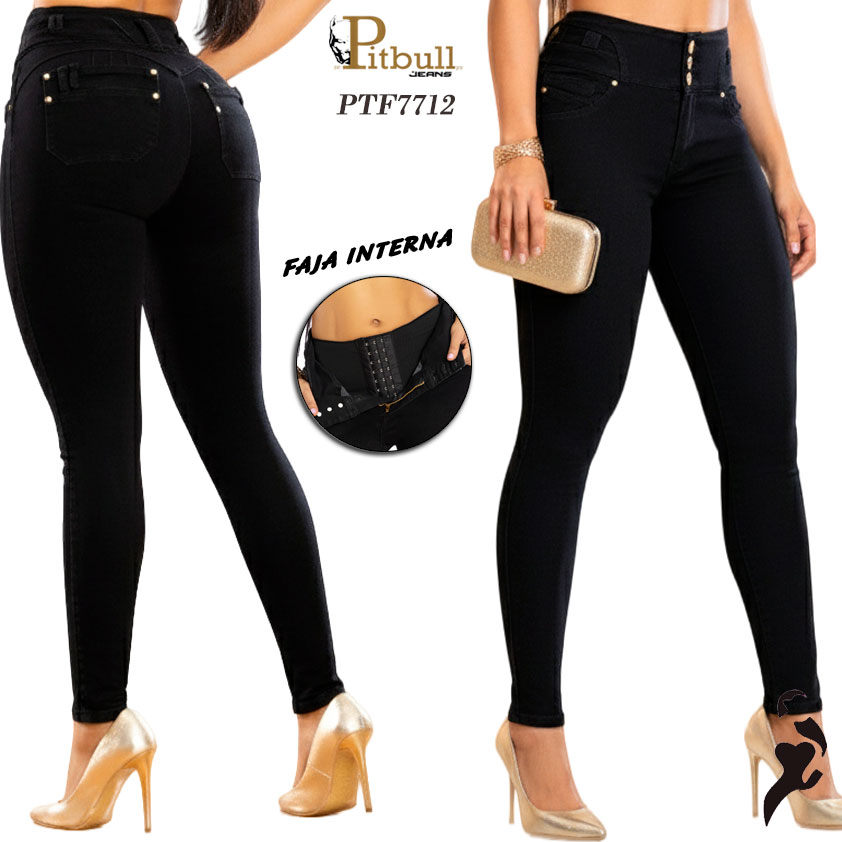 Jeans negro skinny con faja interna moldeadora - Imagen 4